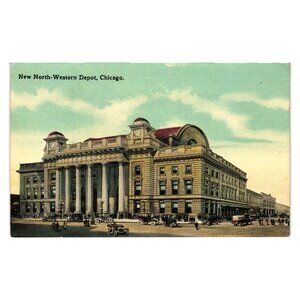 New North Western Depot Chicago Vintage Postcard Unused Early 1900s Divided Back